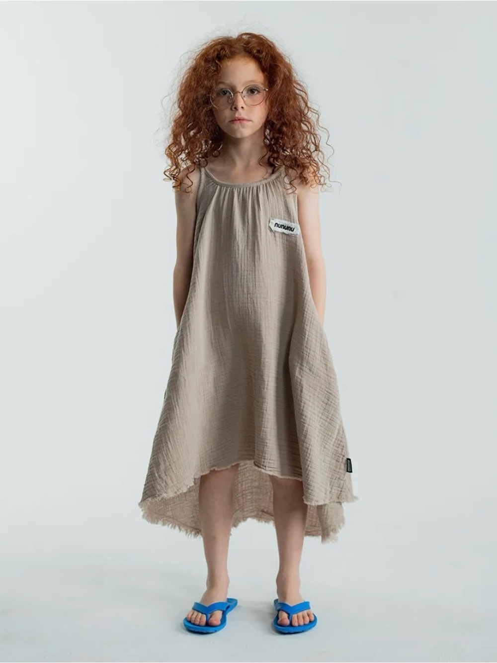Nununu Stone Khaki Muslin Beach Shift Dress